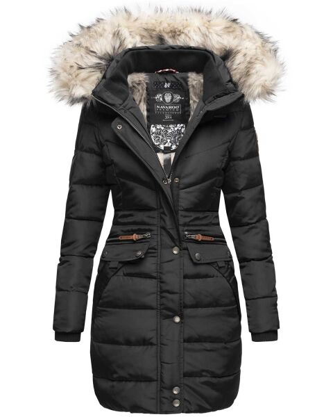 Navahoo Paula Damen Parka Winterjacke warm Gef&uuml;ttert Schwarz Gr&ouml;&szlig;e S - Gr. 36