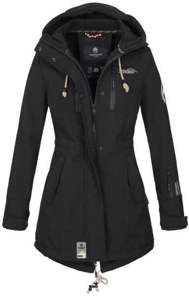 Marikoo Zimtzicke Damen lange Softshell Jacke B614 Schwarz Gr&ouml;&szlig;e XS - Gr. 34