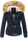 Navahoo Pearl Damen Winterjacke mit Kunstfell Navy Gr&ouml;&szlig;e M - Gr. 38