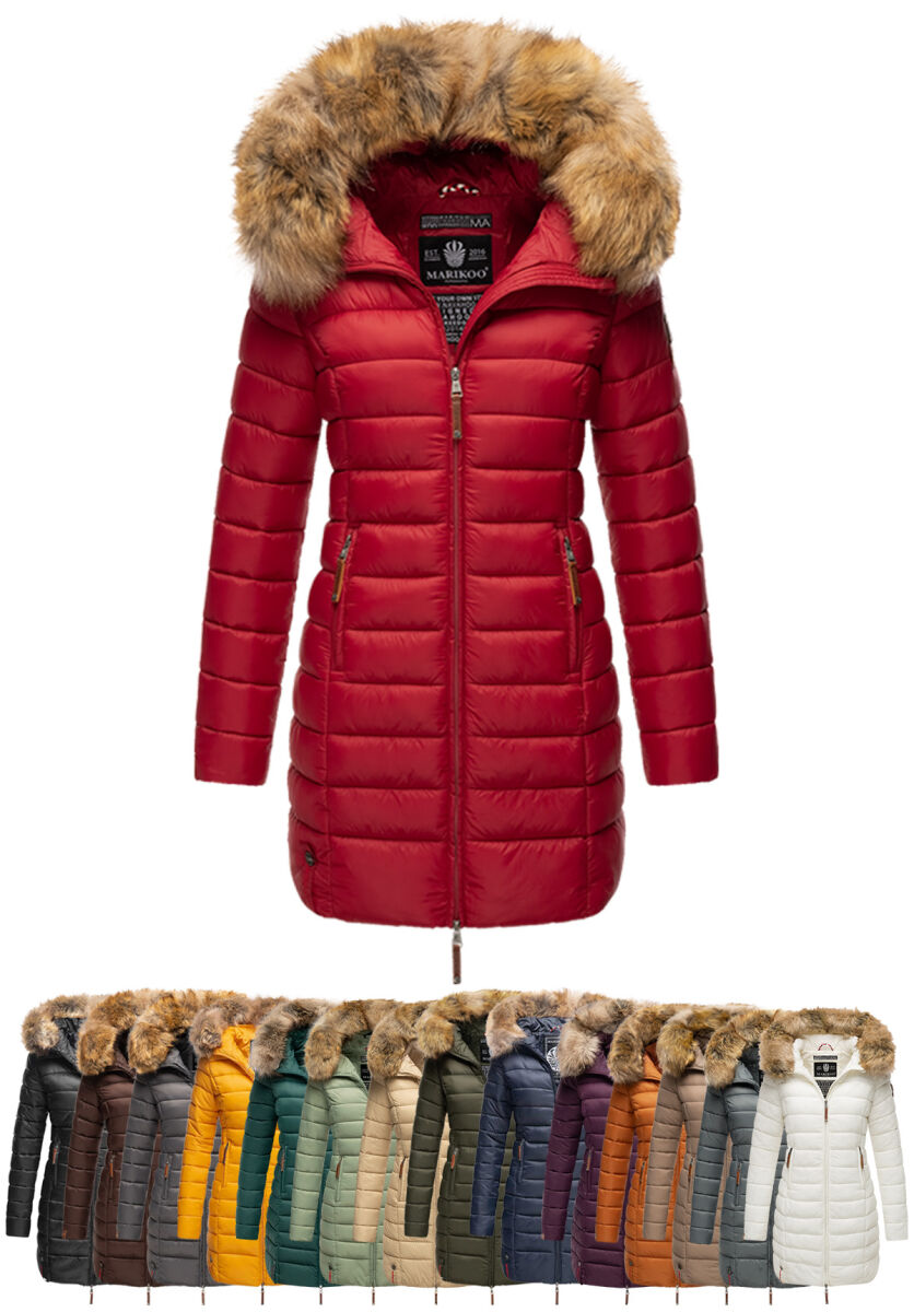 Marikoo Rose Damen Lange Winter Steppjacke
