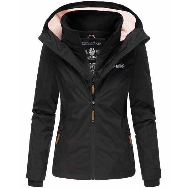 Marikoo Erdbeere Damen &Uuml;bergangsjacke leicht gef&uuml;ttert mit Kapuze Schwarz Gr&ouml;&szlig;e M - Gr. 38