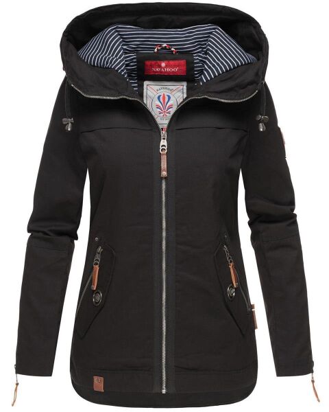 Navahoo Wekoo Damen &Uuml;bergangsjacke mit Kapuze Schwarz  Gr&ouml;&szlig;e M - Gr. 38