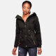 Marikoo Bikoo Damen gef&uuml;tterte Winterjacke mit Teddyfell Schwarz Gr&ouml;&szlig;e S - Gr. 36