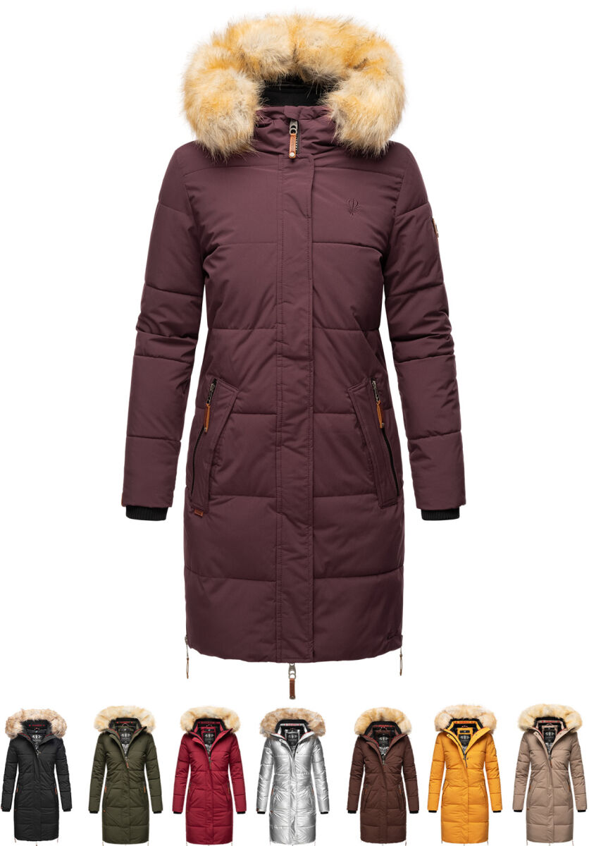 Navahoo Halina Damen Winter Steppmantel mit Kunstfell