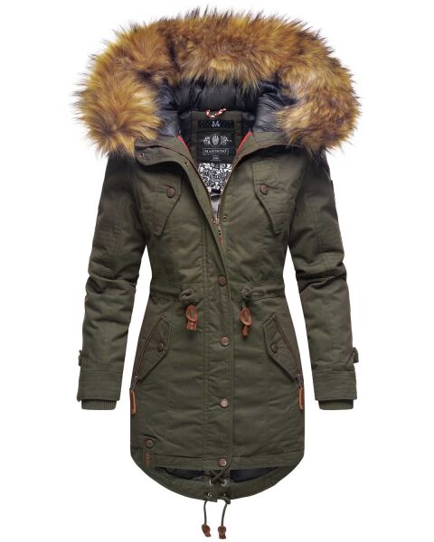 Marikoo La Viva Princess Damen Winterjacke mit Kapuze Olive Gr&ouml;&szlig;e S - Gr. 36