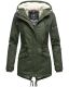 Marikoo Manolya Damen Parka Winterjacke mit Teddyfell Forest Green Gr&ouml;&szlig;e S - Gr. 36