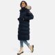 Marikoo Schneesternchen Damen lange Winter Steppjacke mit Kapuze Navy M - Gr. 38