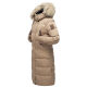 Marikoo Schneesternchen Damen lange Winter Steppjacke mit Kapuze Taupe XS - Gr. 34